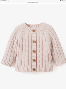 Cotton Cabled Baby Sweater Powder Pink