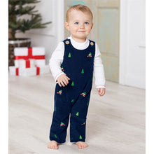 Load image into Gallery viewer, Holiday Navy Overall Set
