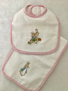 Peter Rabbit Bib & Burp Set - Pink